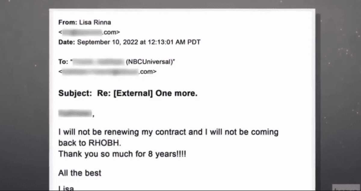Lisa Rinna's resignation letter